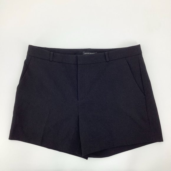 Banana Republic Pants - Banana Republic Black Flat Front Shorts Size 12 NEW